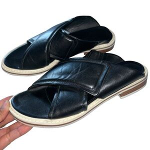 Tibi Womens Black Leather Slip On Sandals sz 6